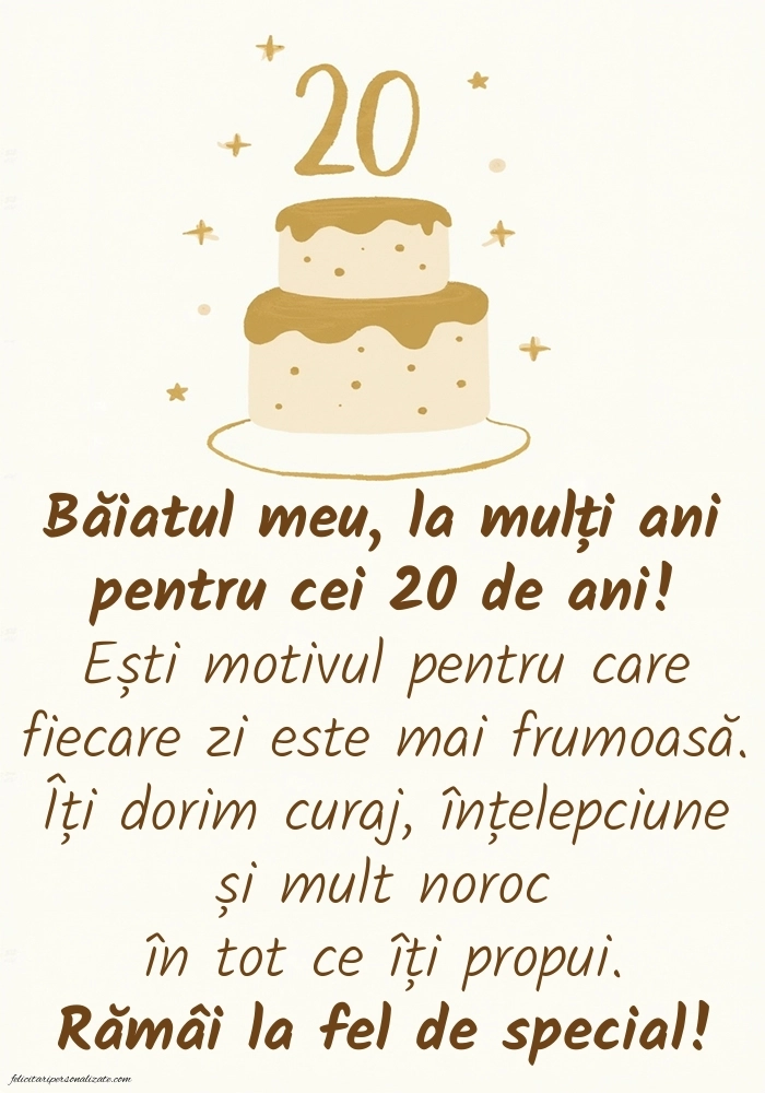 Imagini cu LA MULȚI ANI 20 ani pentru Fiu: Tort