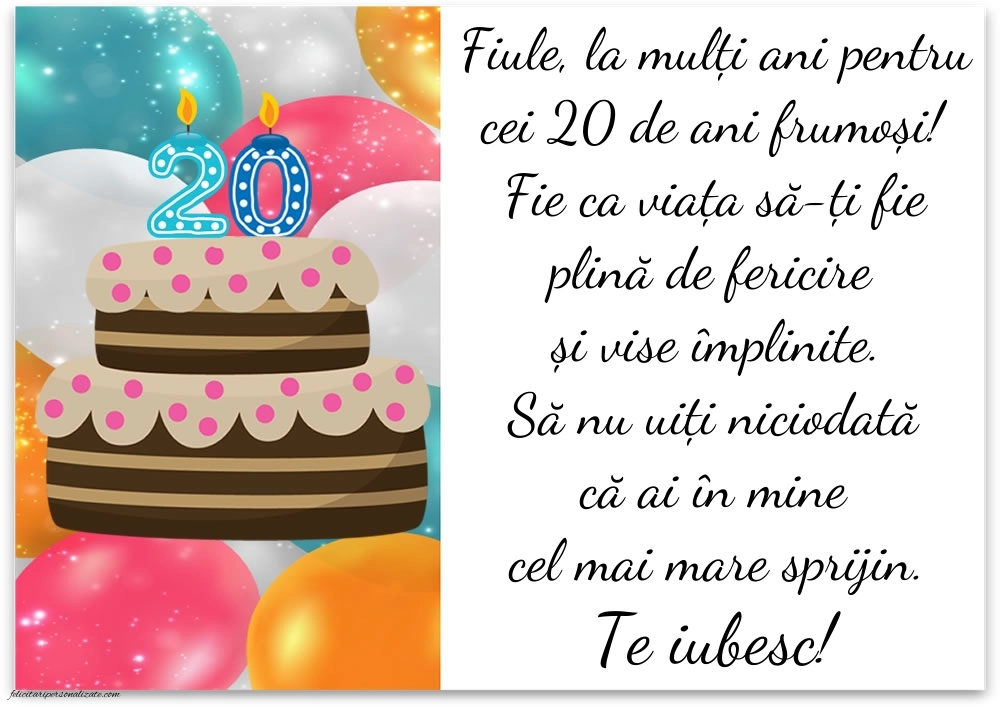 Imagini cu LA MULȚI ANI 20 ani pentru Fiu: Tort