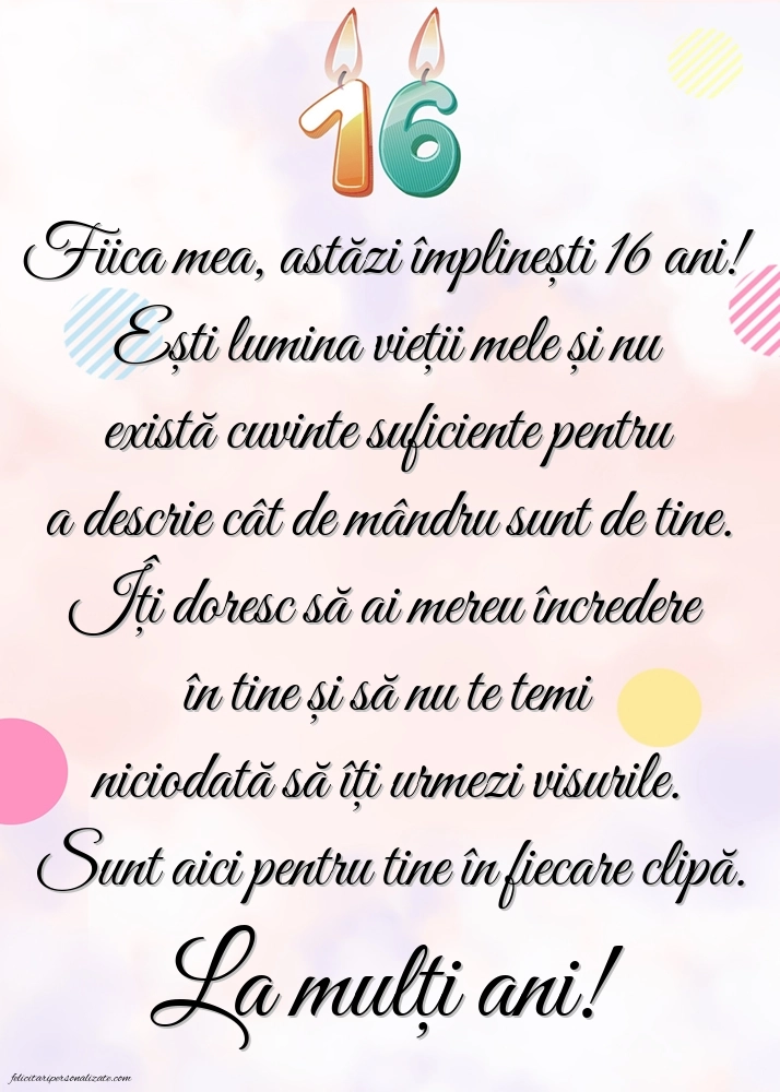 Imagini cu LA MULȚI ANI 16 ani pentru Fiică: Lumânări