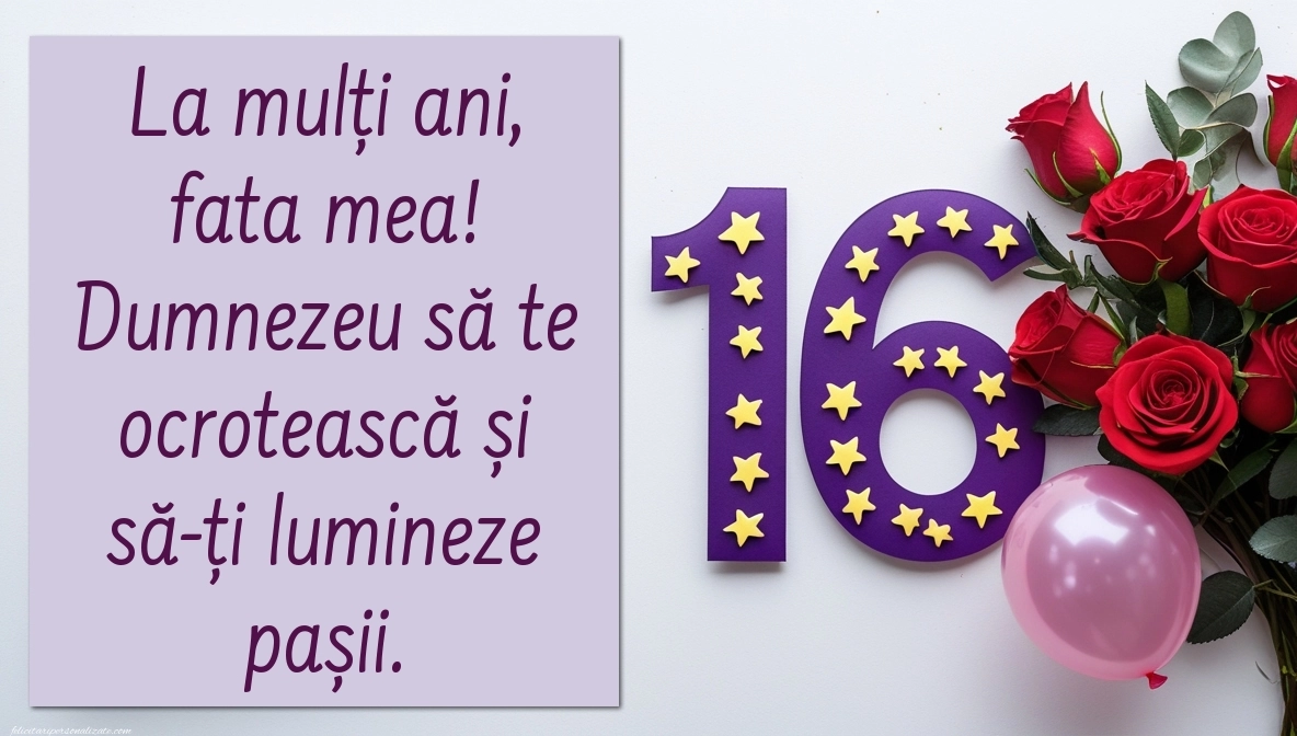 Imagini cu LA MULȚI ANI 16 ani pentru Fiică: Trandafiri și baloane