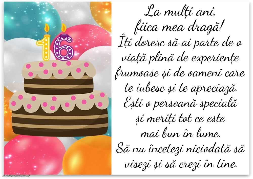 Imagini cu LA MULȚI ANI 16 ani pentru Fiică: Tort