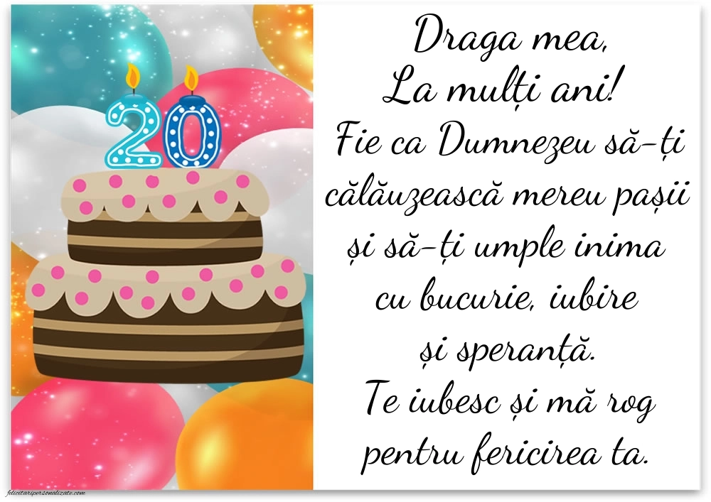 Imagini cu LA MULȚI ANI 20 ani pentru Fiică: Tort