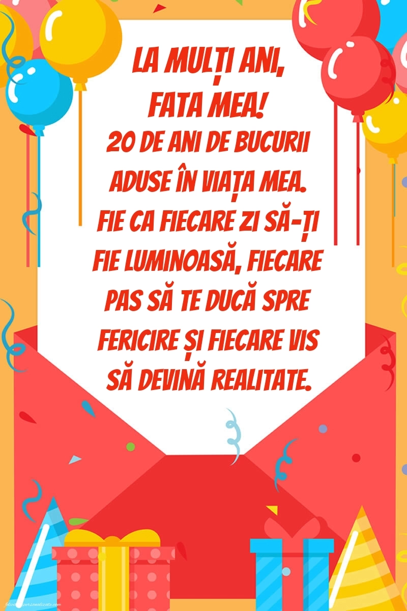 Imagini cu LA MULȚI ANI 20 ani pentru Fiică: Baloane și Cadouri