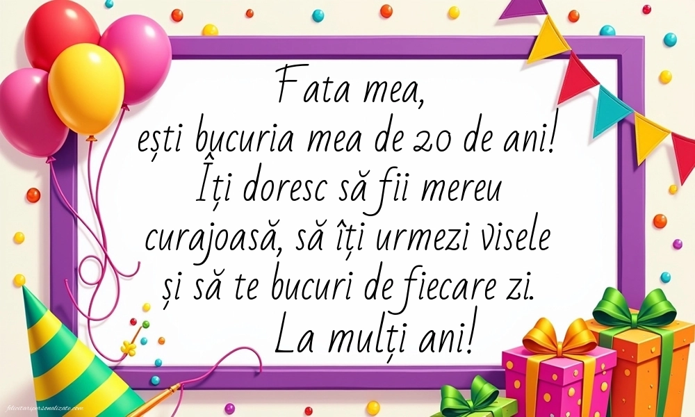 Imagini cu LA MULȚI ANI 20 ani pentru Fiică: Baloane și Cadouri