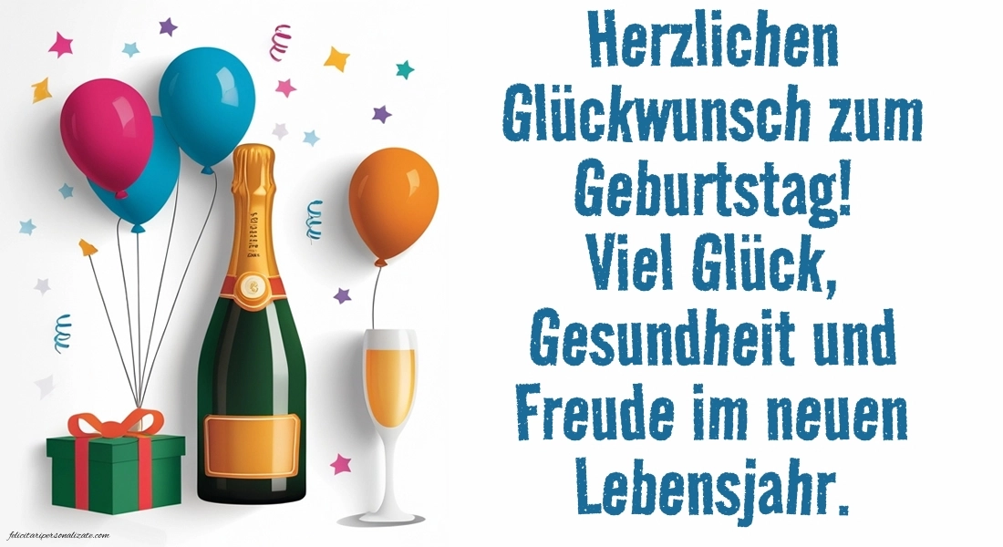 Imagini cu La Mulți Ani în Germană: Șampanie și baloane
