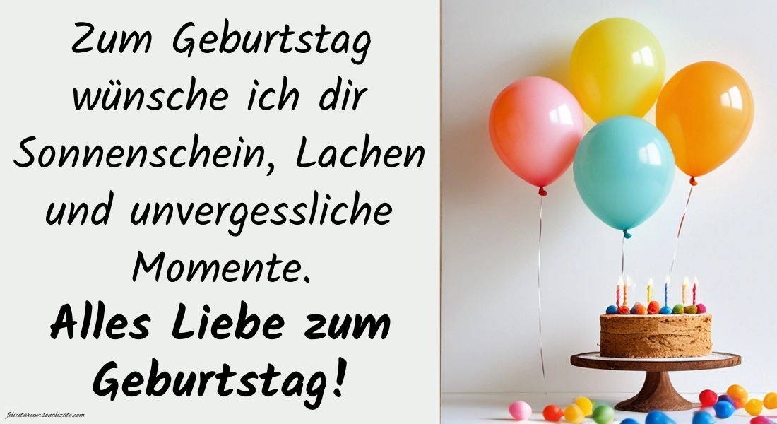 Imagini cu La Mulți Ani în Germană: Tort și baloane