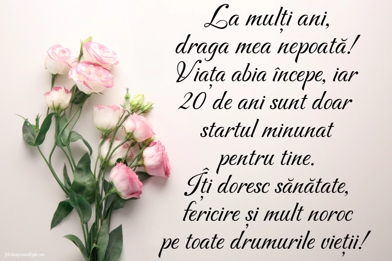 Imagini cu La mulți ani 20 ani pentru Nepoată: Flori