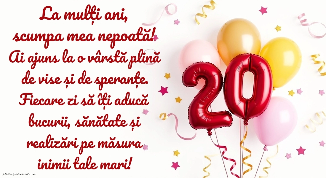 Imagini cu La mulți ani 20 ani pentru Nepoată: Baloane