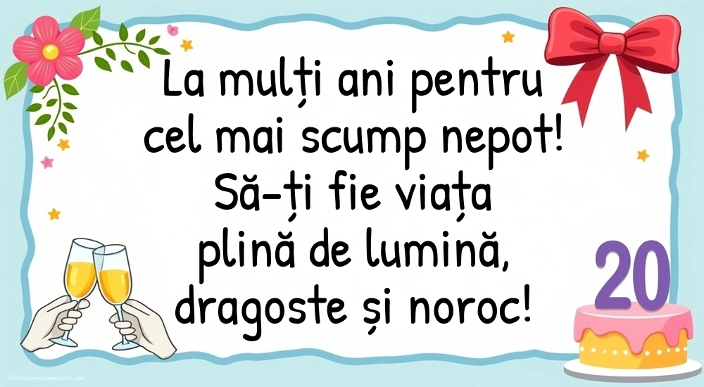Imagini cu LA MULȚI ANI 20 ani pentru Nepot: Șampanie și tort