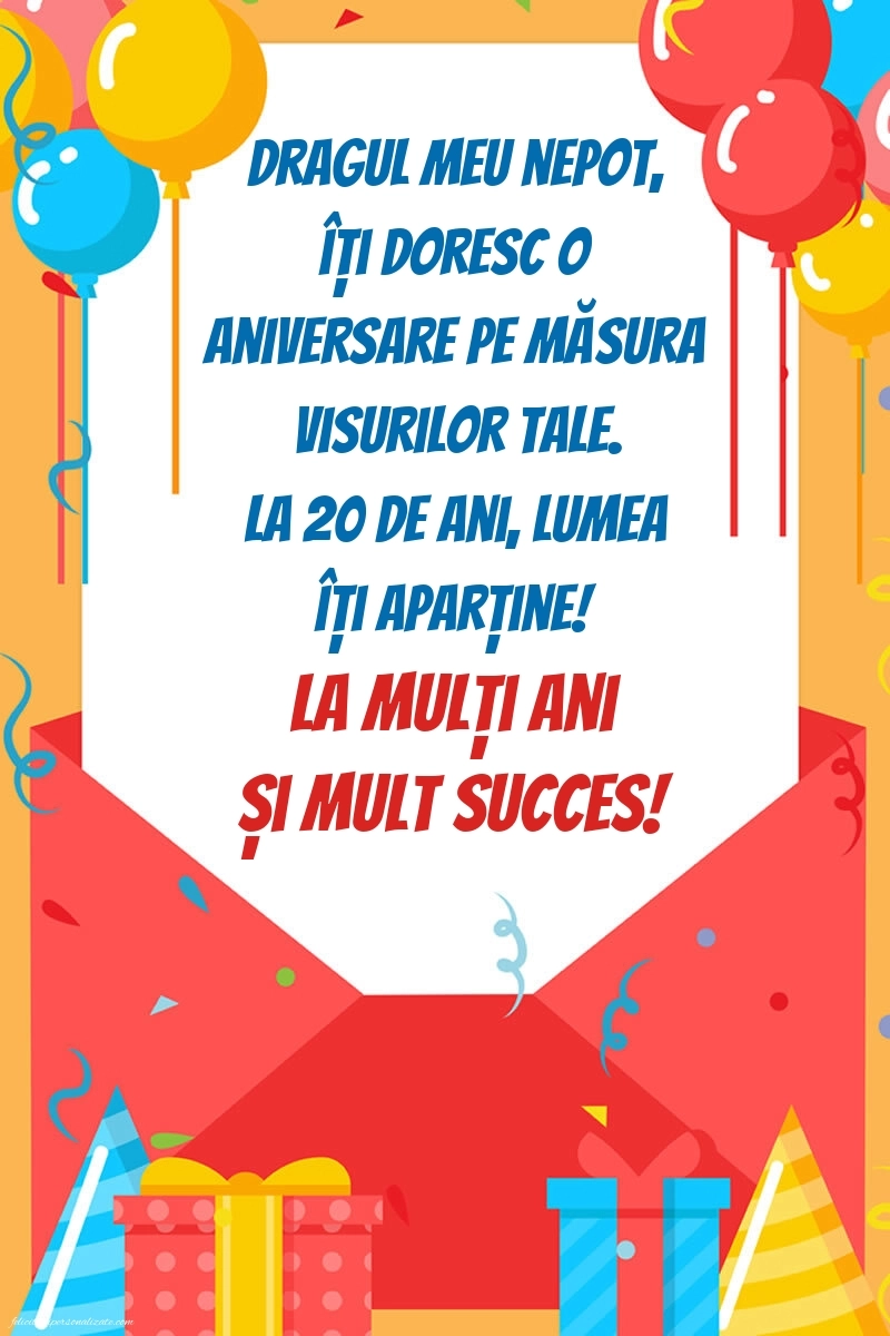 Imagini cu LA MULȚI ANI 20 ani pentru Nepot: Baloane și Cadouri