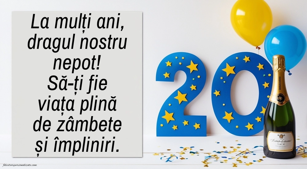 Imagini cu LA MULȚI ANI 20 ani pentru Nepot: Șampanie și baloane