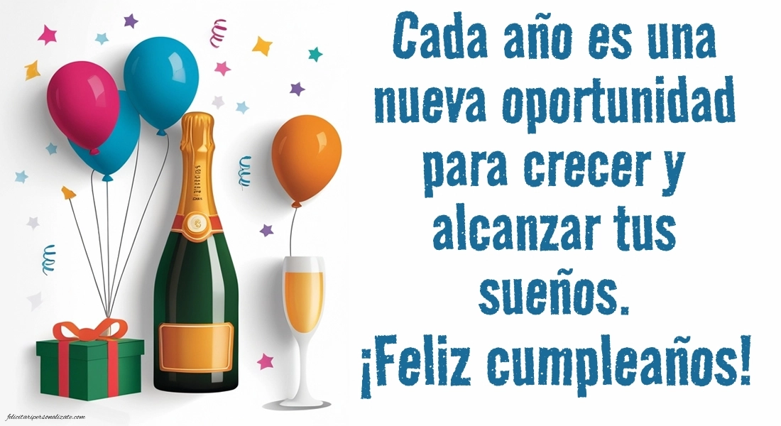 Imagini cu Urări de La Mulți Ani în Spaniolă: Șampanie și baloane