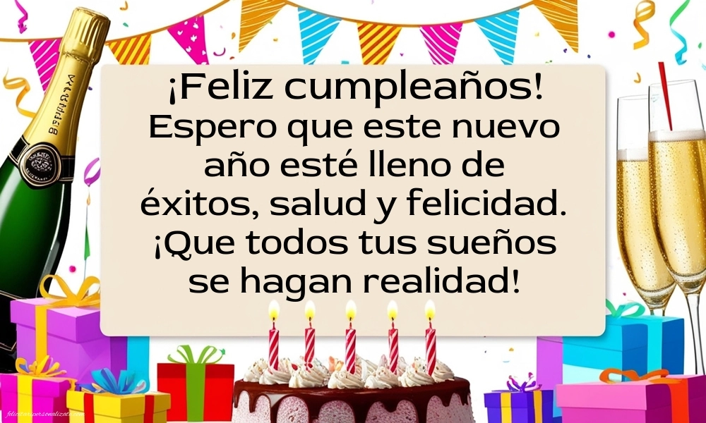 Imagini cu Urări de La Mulți Ani în Spaniolă: Șampanie și tort