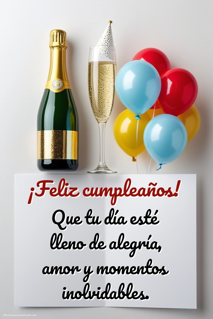 Imagini cu Urări de La Mulți Ani în Spaniolă: Șampanie și baloane