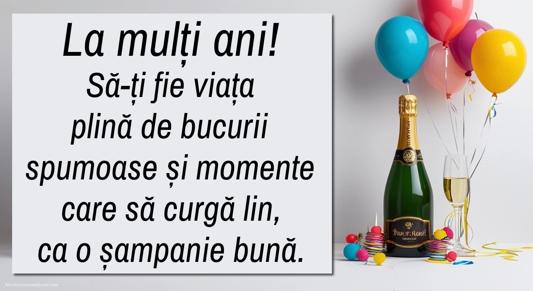 Imagini cu felicitări de La Mulți Ani cu Șampanie: Șampanie și baloane