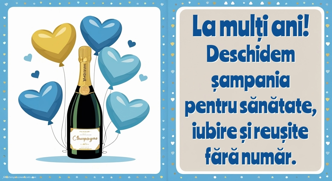 Imagini cu felicitări de La Mulți Ani cu Șampanie: Șampanie și baloane