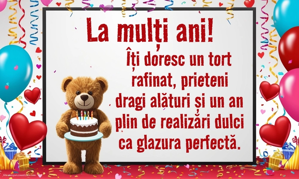 Imagini cu felicitări de La Mulți Ani cu Tort: Ursuleț și tort