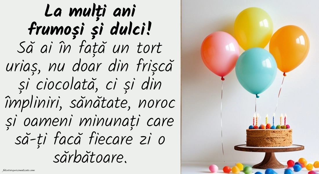 Imagini cu felicitări de La Mulți Ani cu Tort: Tort și baloane