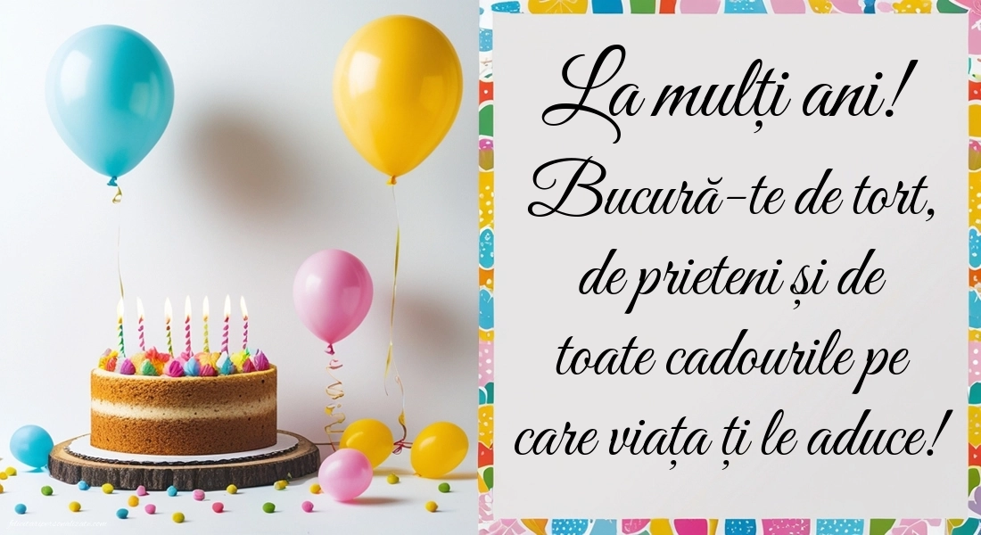 Imagini cu felicitări de La Mulți Ani cu Tort: Tort și baloane