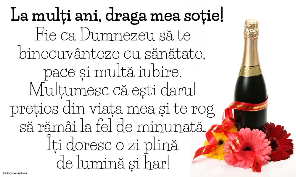 Imagini cu Felicitări Creștine de La Mulți Ani pentru Soție: Șampanie și flori