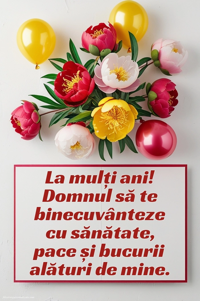 Imagini cu Felicitări Creștine de La Mulți Ani pentru Soție: Flori și baloane