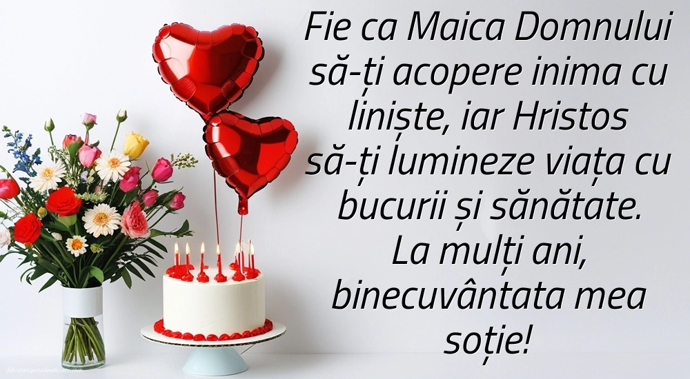 Imagini cu Felicitări Creștine de La Mulți Ani pentru Soție: Tort și flori