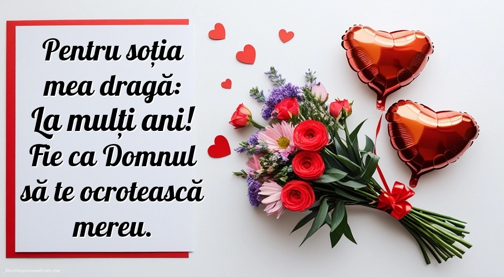 Imagini cu Felicitări Creștine de La Mulți Ani pentru Soție: Flori și Inimioare