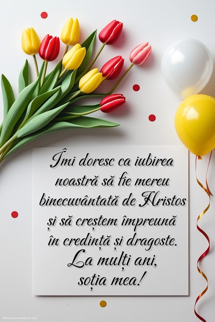 Imagini cu Felicitări Creștine de La Mulți Ani pentru Soție: Lalele