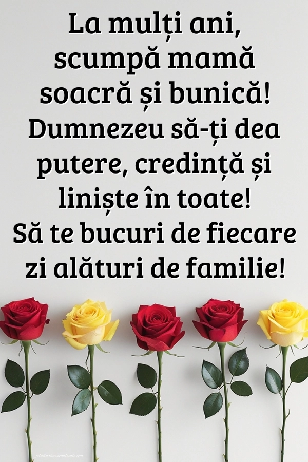 Imagini cu felicitări de La Mulți Ani pentru Soacră și Bunică: Trandafiri