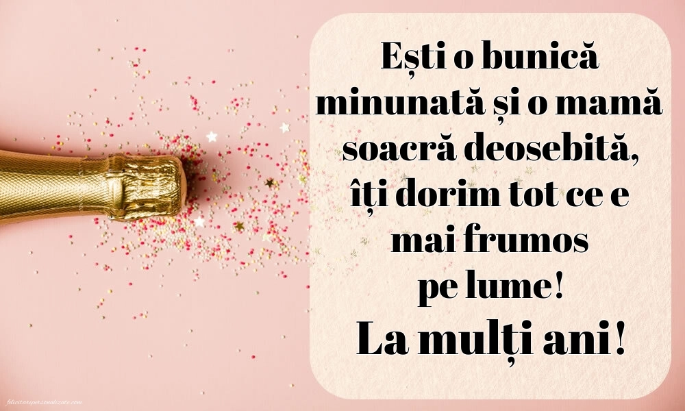 Imagini cu felicitări de La Mulți Ani pentru Soacră și Bunică: Șampanie și confetti