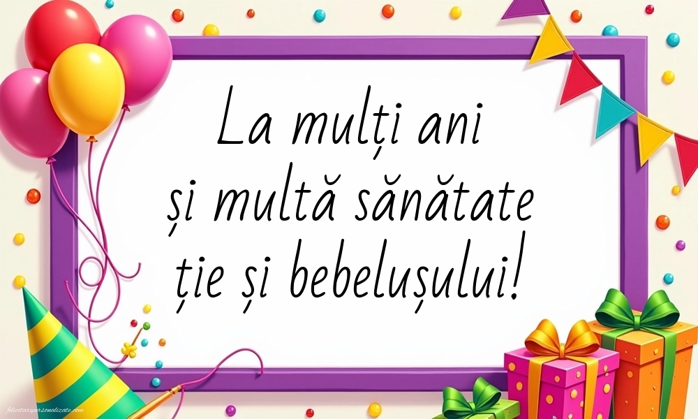 Imagini cu felicitări de La Mulți Ani pentru o viitoare Mămică: Baloane și Cadouri