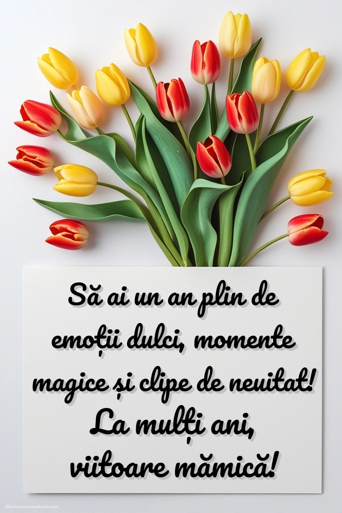Imagini cu felicitări de La Mulți Ani pentru o viitoare Mămică: Lalele