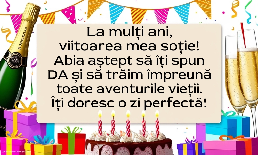 Imagini de LA MULȚI ANI pentru viitoarea Soție: Șampanie și tort