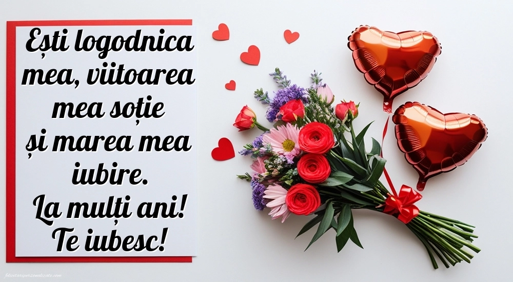 Imagini de LA MULȚI ANI pentru viitoarea Soție: Flori și Inimioare