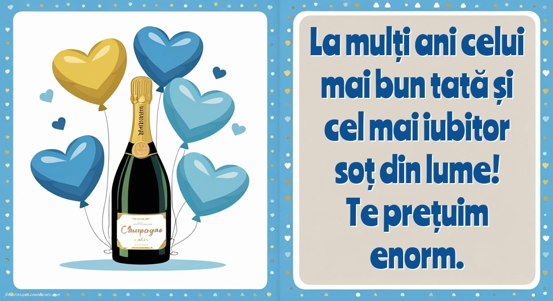 Imagini cu felicitări de LA MULȚI ANI pentru Soț și Tată: Șampanie și baloane