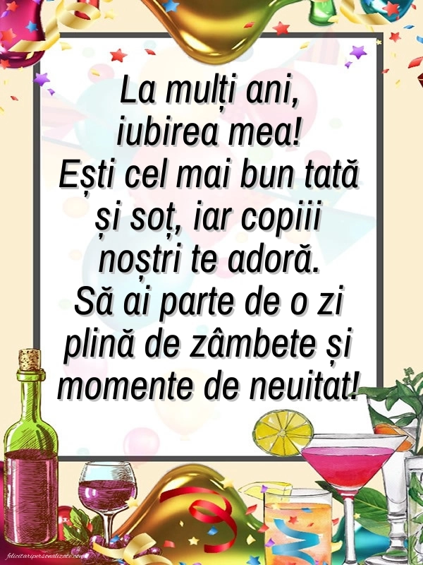 Imagini cu felicitări de LA MULȚI ANI pentru Soț și Tată: Confetti