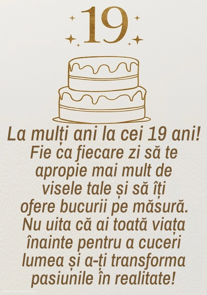Felicitări cu imagini de LA MULȚI ANI pentru 19 ani: Tort