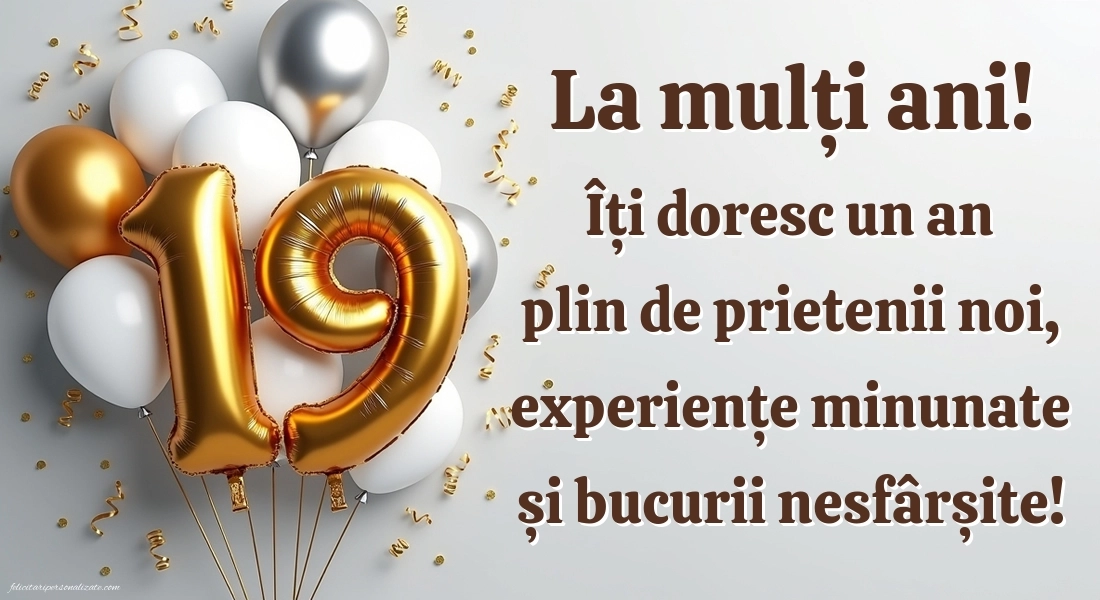 Felicitări cu imagini de LA MULȚI ANI pentru 19 ani: Baloane