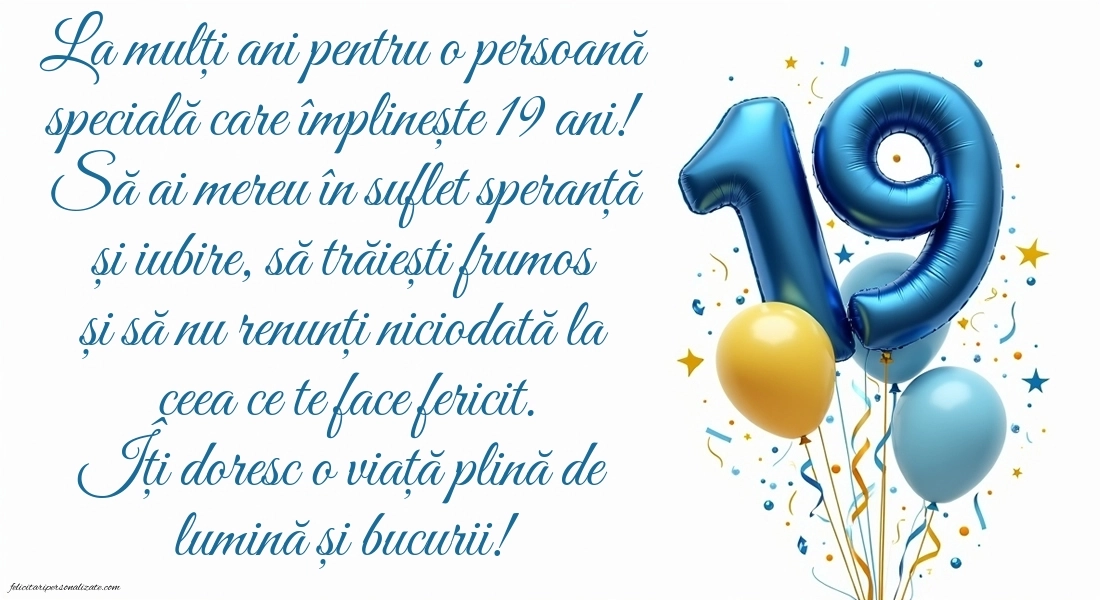 Felicitări cu imagini de LA MULȚI ANI pentru 19 ani: Baloane