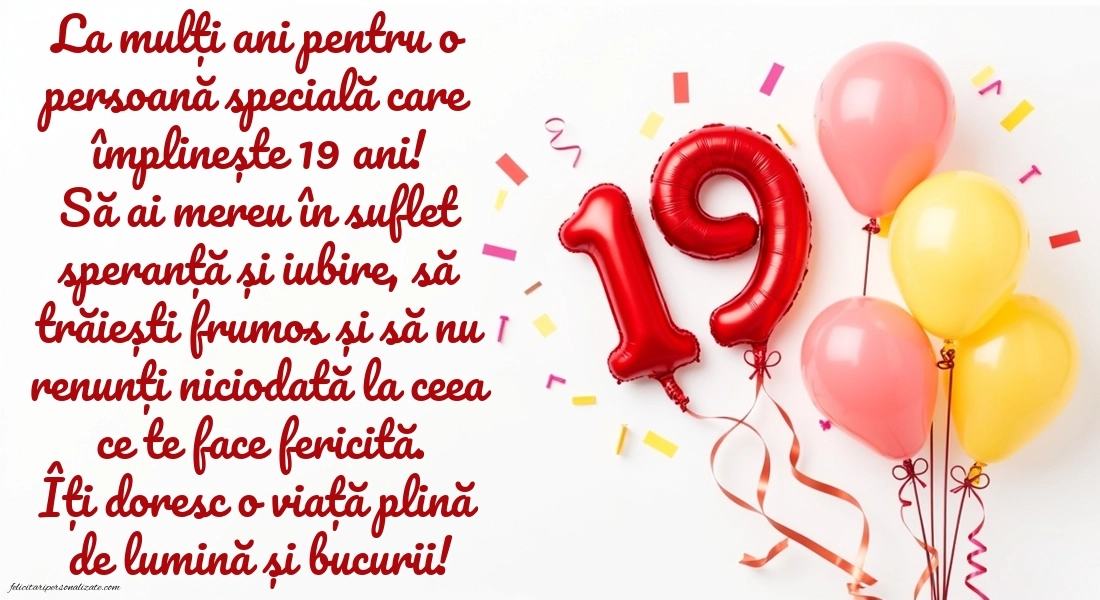 Felicitări cu imagini de LA MULȚI ANI pentru 19 ani: Baloane