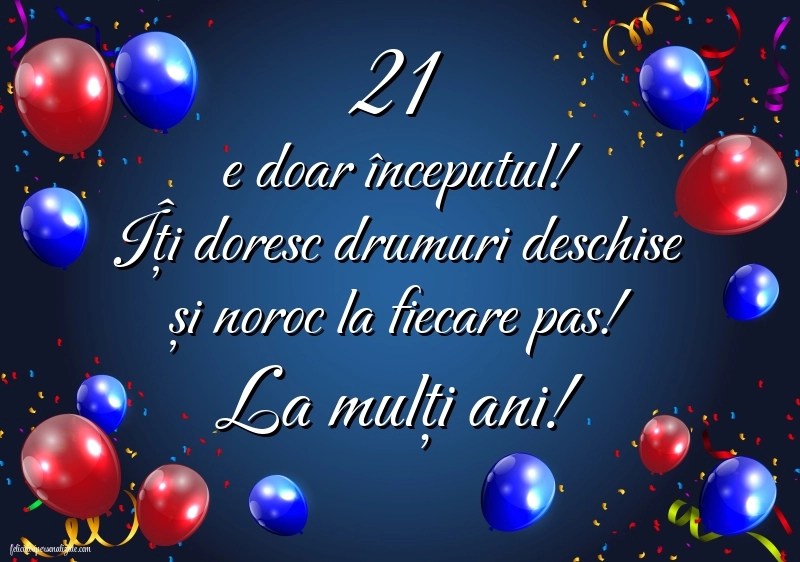 Felicitări cu imagini de LA MULȚI ANI pentru 21 de ani: Baloane