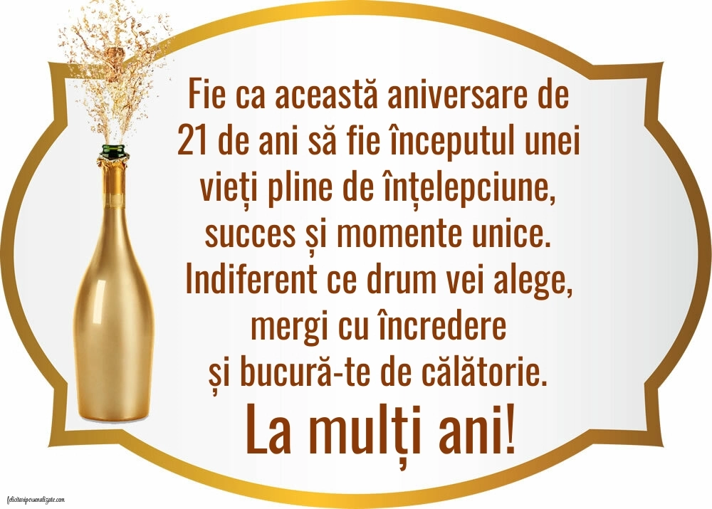 Felicitări cu imagini de LA MULȚI ANI pentru 21 de ani: Șampanie