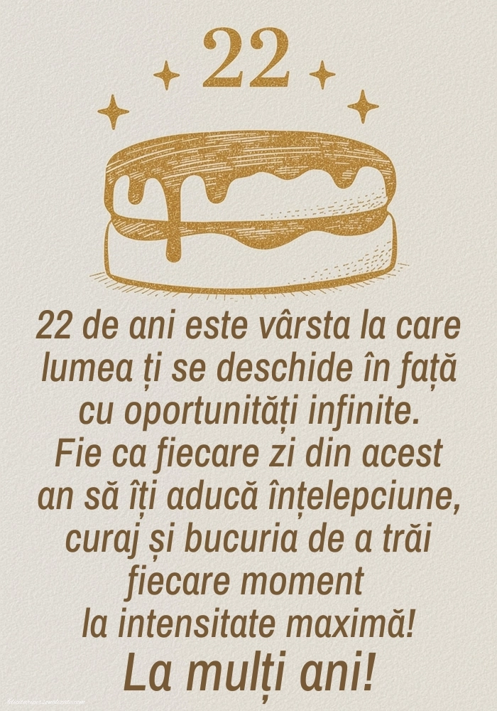Felicitări cu imagini de LA MULȚI ANI pentru 22 de ani: Tort