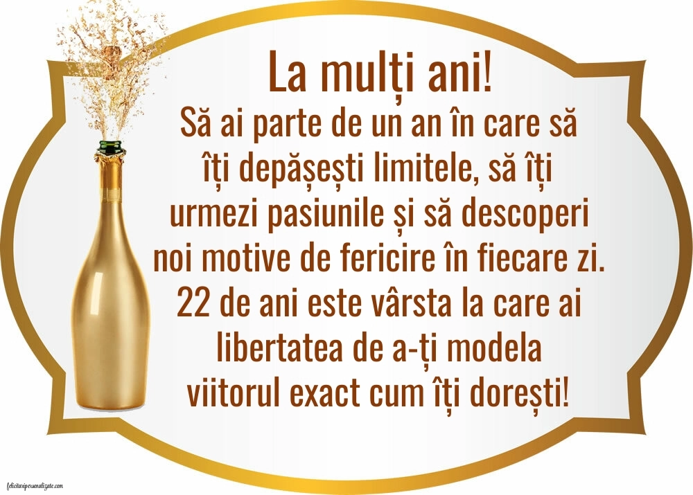 Felicitări cu imagini de LA MULȚI ANI pentru 22 de ani: Șampanie