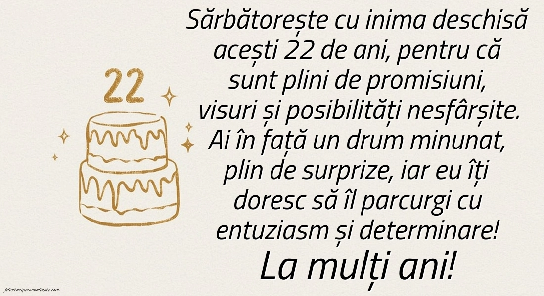 Felicitări cu imagini de LA MULȚI ANI pentru 22 de ani: Tort