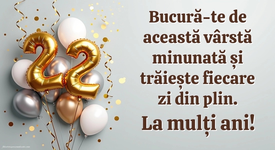 Felicitări cu imagini de LA MULȚI ANI pentru 22 de ani: Baloane