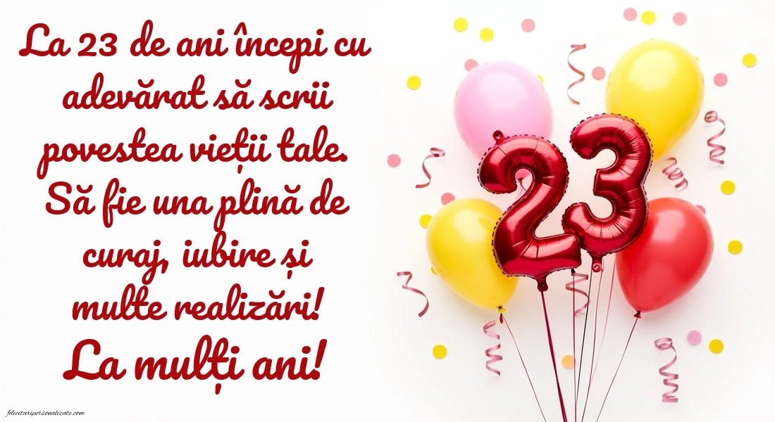 Felicitări cu imagini de LA MULȚI ANI pentru 23 de ani: Baloane