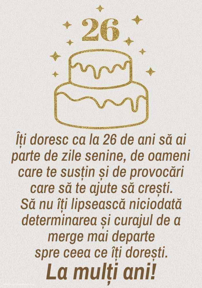 Felicitări cu imagini de LA MULȚI ANI pentru 26 de ani: Tort