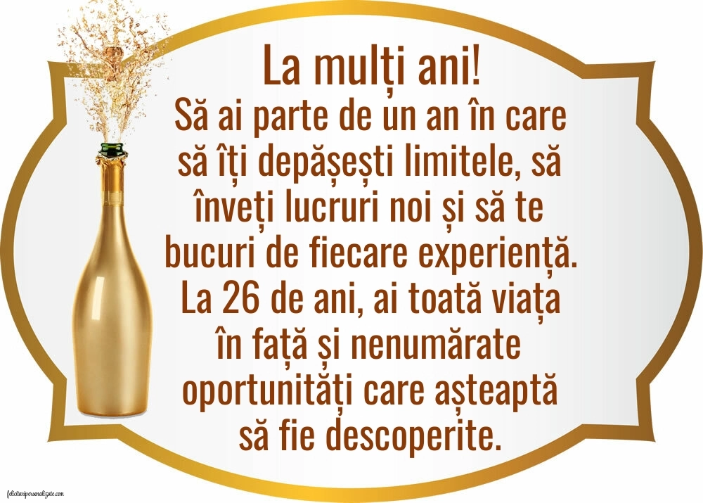 Felicitări cu imagini de LA MULȚI ANI pentru 26 de ani: Șampanie