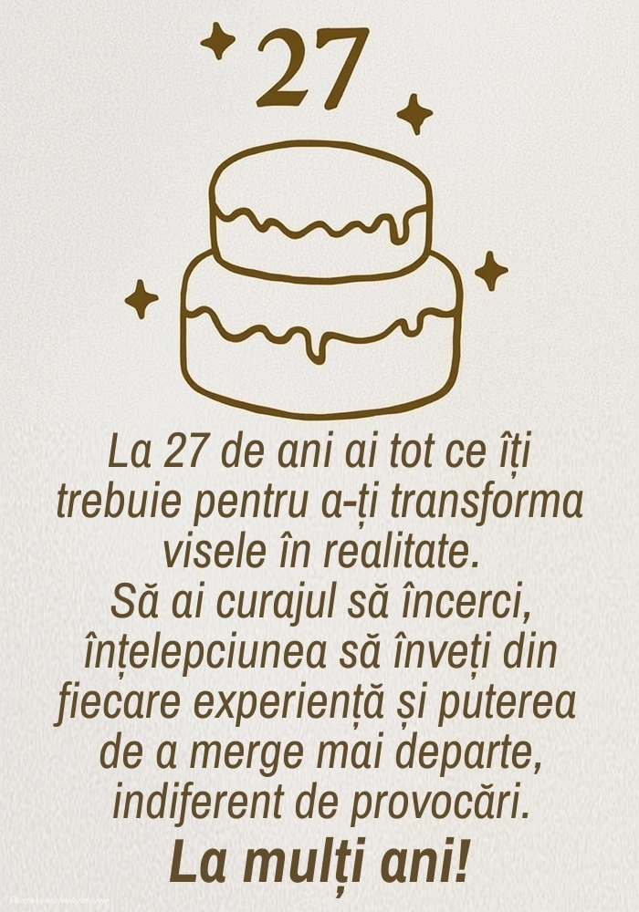 Felicitări cu imagini de LA MULȚI ANI pentru 27 de ani: Tort